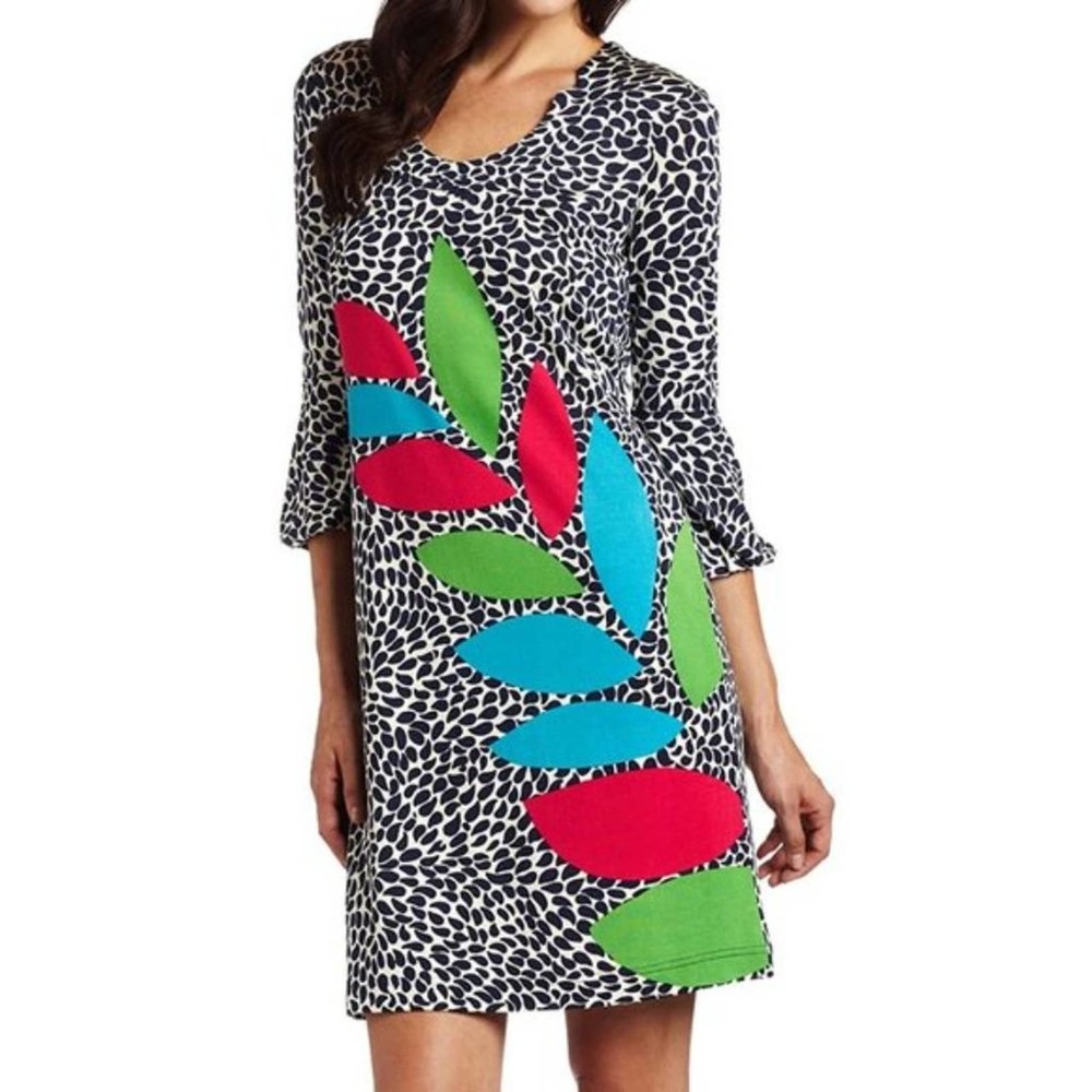 Lilly Pulitzer Angie Dress Caterpillar Floral Petals Silk Cotton Blue Pink 4